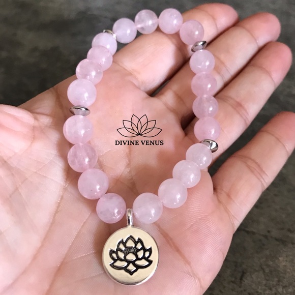 Rose Quartz Lotus Bracelet - Picture 6 of 8